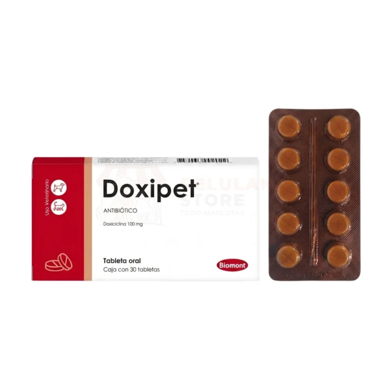 Doxipet 100 antibiótico veterinario con doxiciclina para perros y gatos