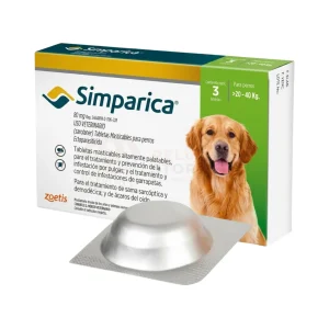 Simparica 80 mg 20.1 a 40 kg (3 Tabletas)