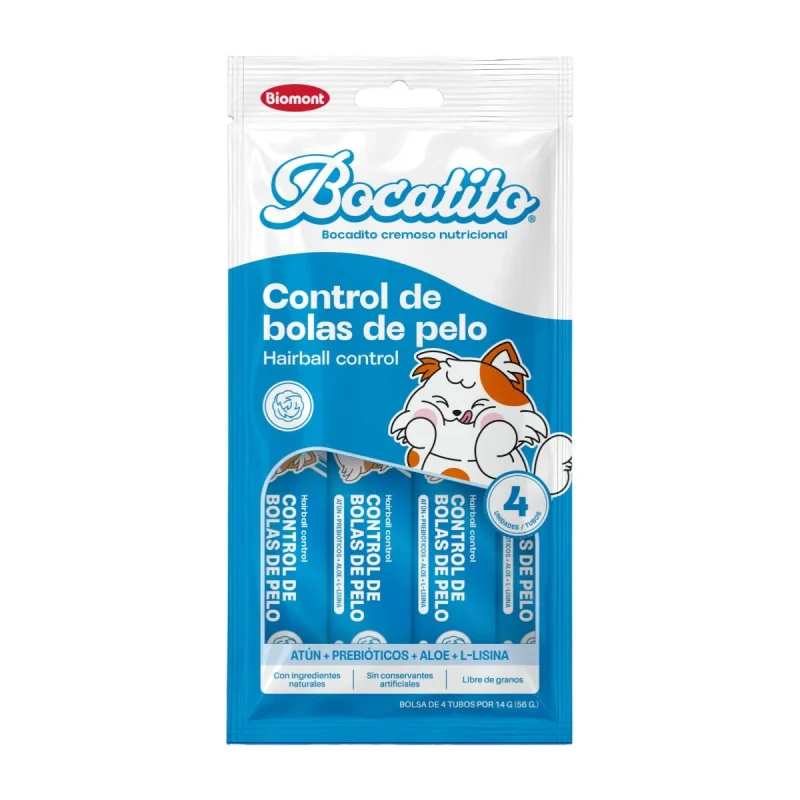Bocatito Snack Funcional Para Gatos - Control de Bolas de Pelo (Pack 4 Sachets)